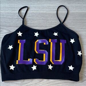 Black LSU Crop Top with Stars